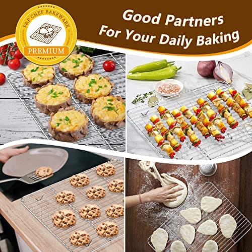P&P CHEF 16 Inch Stainless Steel Baking Sheet with Rack Set (2 Pans+ 2 Racks), Cookie Sheets Baking Trays and Cooling Wire Racks, Oven & Dishwasher Safe, Pans with Flat Racks 5