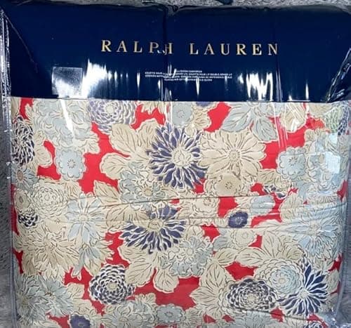 Ralph Lauren Remy Floral Full Queen Comforter only Red Blue Cream