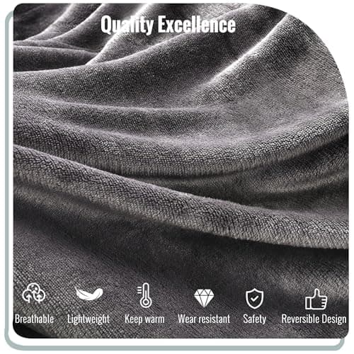 YAKEE Electric Blanket Full Size 72"x 84", Large Heated Blanket, Soft Warm Heating Blanket, 5 Heating Levels and 10 Hours Auto-Shut-Off, Machine Washable, Light Grey 5