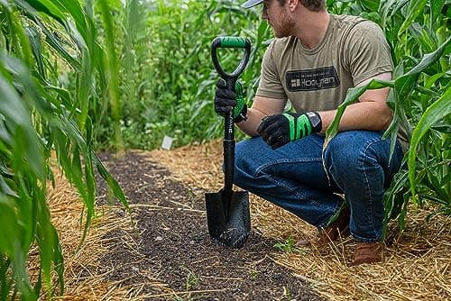 Hooyman Mini Digging Shovel with Heavy Duty Carbon Steel Construction, Ergonomic No-Slip H-Grip Handles, D Handle, and Serrated Blades for Gardening, Land Management, Yardwork, Farming, and Outdoors 5