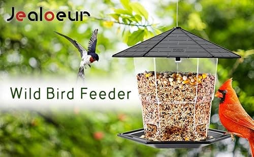 Jealoeur Bird Feeders for Outdoors Hanging Bird Feeder Wild Birds Seed, Black 8