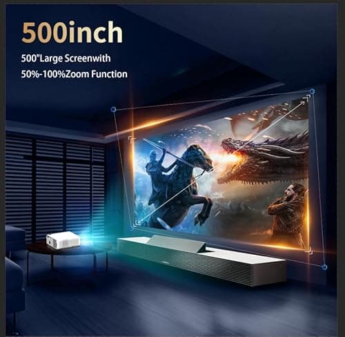 2100 Ansi 4K Projector with WIFI and Bluetooth,Outdoor Movie Projector Auto Focus,ARC,DoIby Audio,PPT,Home Theater Projector 4k HDR10,30W Speaker,500''Display,Compatible w/ TV Sticks,iOS,Android,PC 7