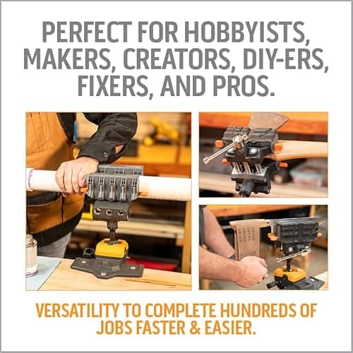 WORK IQ TOOLS 360° Rotating Bench Vise with 5" Jaw Pads - Versatile Woodworking & Pipe Vise for Home Improvement Projects - Compatible with Work Table Workbenches & IQ Connect Accessories 6