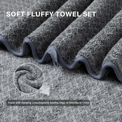 Extra Large Bath Towel Set 35"x70"Oversized Bath Sheet Set Cozy Soft Microfiber Bath Towel Jumbo Huge Grey Bathroom Towel Quick Dry Absorbent Towel Set for Bathroom,Hotel,Guests,Shower,Spa,Pack of 4 5