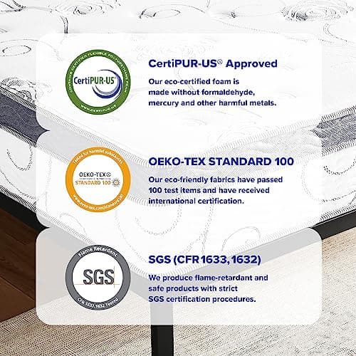 Olee Sleep Queen Mattress, 13 Inch Hybrid Mattress, Gel Infused Memory Foam, Pocket Spring for Support and Pressure Relief, CertiPUR-US Certified, Bed-in-a-Box, Firm, Queen Size 9