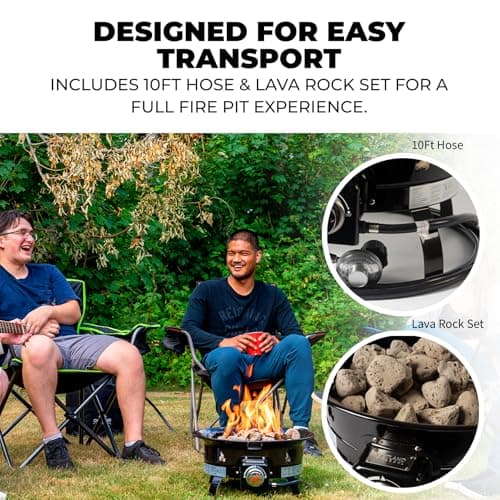 Outland Living Portable Propane Fire Pit, 19-inch, 58,000 BTU Smokeless Gas Firebowl | Perfect for Camping, Patio, Backyard, Tailgating, Deck, RV| Black 823 Standard 7
