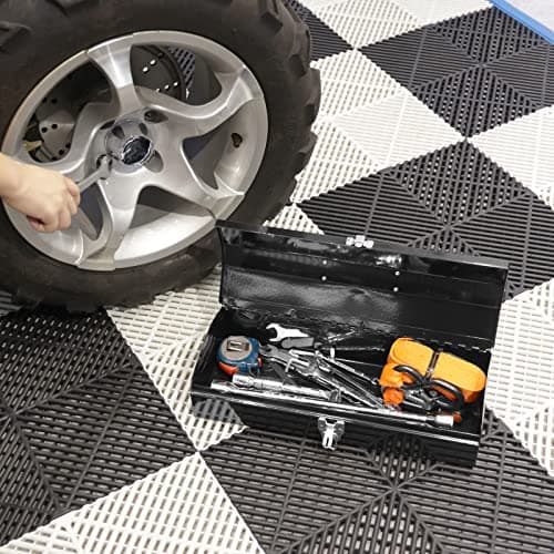 Torin ATB102B 16" Hip Roof Style Portable Steel Tool Box with Metal Latch Closure, Black 7