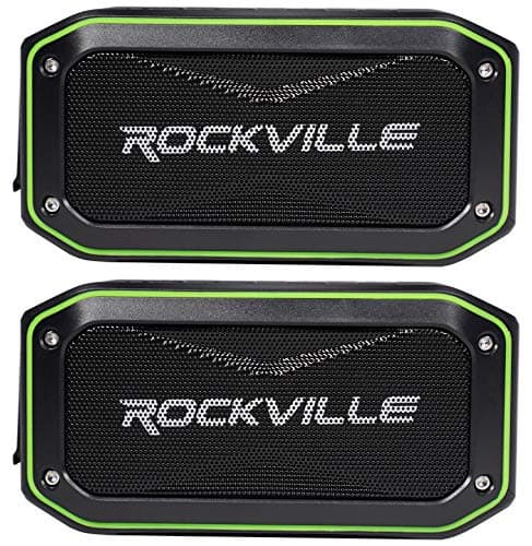 Rockville Portable Audio Bundle: (2) ROCK ANYWHERE Waterproof Bluetooth Speakers, TWS Stereo Linking, 2-items