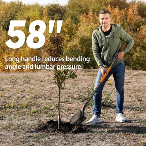AgroPro Heavy Duty Shovel, 58 Inches, Black, High Carbon Steel, Fiberglass Handle, Modern Style 6