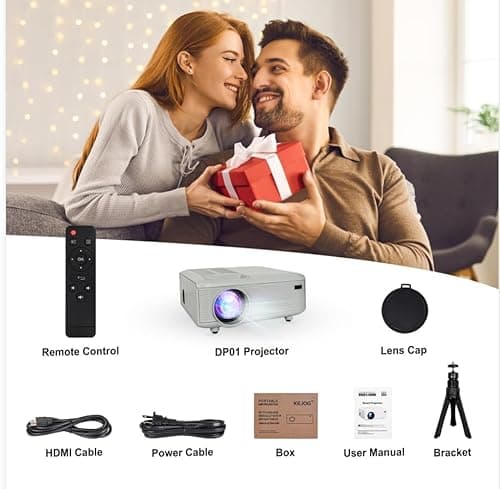 Mini Bluetooth Projector(Phone HDMI Cable Included), Portable Outdoor Projector, Native 1080P Projector, Compatible 4K, Supports Android/iPhone/TV Stick/Laptop/PS5/HDMI/USB, Indoor and outdoor use 7