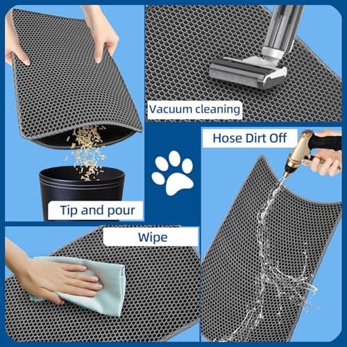 Xuanyaente EVA Honeycomb Cat Litter Mat - Cat Litter Scatter Control Mat, 2-Layer Waterproof and Urine-Proof | Non-Slip | Easy Clean | for Single-Cat Households, 23.4"x14.7" Gray 5