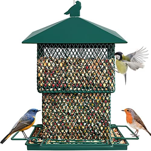 Decflow Bird Feeders for Outside, 6.5lb Large Capacity Metal Bird Feeder for Outdoors Hanging, Chew-Proof and Water Resistant Wild Bird feeders Garden Decoration Yard for Bird Watchers