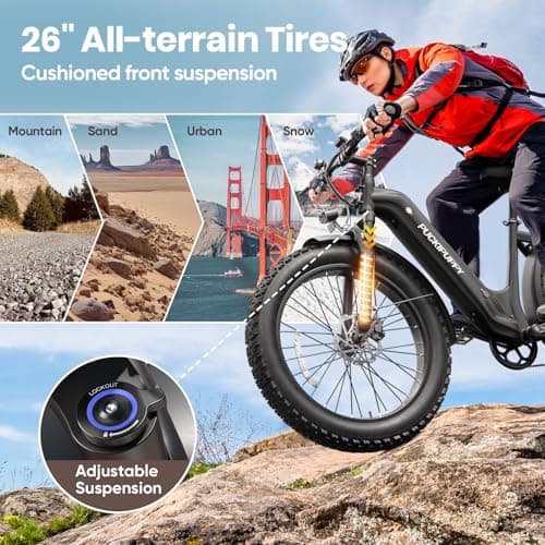 PUCKIPUPPY Electric Bike for Adults 960W, 26" Fat Tire, Step-Through Design Electric Mountain Hunting Bike, 48V 15AH Max 28MPH Off-Road Ebike with Rear Storage Shelf (Black) 5
