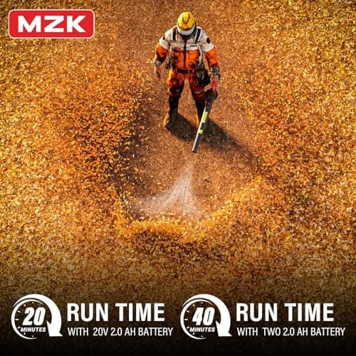 MZK Cordless Leaf Blower,20V Battery Powered Electric Blower for Lawn Care, Electric Lightweight Leaf Blower for Blowing Leaves, Patio Cleaning, Lawn Care and Dust(2 * 2Ah Battery & Charger Included) 5