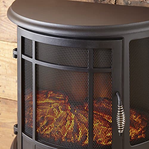 e-Flame USA Regal Freestanding Electric Fireplace Stove - 3-D Log and Fire Effect (Black) 8