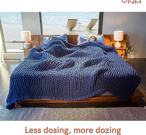 YnM Weighted Blanket, Handmade Chunky Yarn Knitted Design, Soft and Cozy, Temperature Regulating and Breathable, Machine Washable Throw for Sleep or Home Decor (Silver Grey, 60x80 Inch, 15lbs) 7