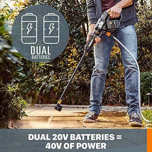 WORX 40V Power Share Hydroshot 2X20V Portable Power Cleaner (Batteries & Charger Included) - WG644 Black/Orange 5