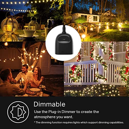Kasa Outdoor Smart Dimmer Plug, IP64 Plug- in Dimmer for Outdoor String Lights, Compatible with Alexa, Google Assistant & SmartThings, Long Wi-Fi Range 2.4Ghz, No Hub Required, ETL Certified(KP405) 5