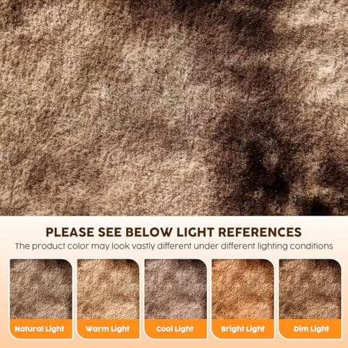 HYLEORY Faux Fur Heated Throw Blanket Electric - Soft Thick Flannel Heating Blanket with 5 Heat Levels & Auto-Off 3 Hrs, Fluffy Cozy Warm Bed Blankets for Christams Winter Office, Brown 4