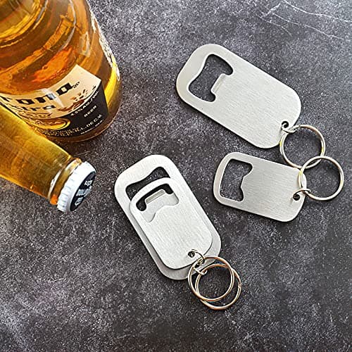 zoocm Stainless Steel Flat Beer Bottle Opener Keychain, Sturdy and Durable 2 Pcs to Send to Friends, Light and Easy to Carry, Suitable for All Beer Bottle Caps (Small) Silvery White 7