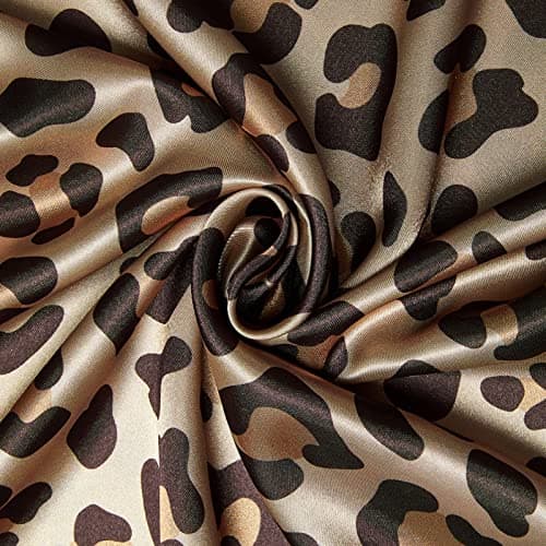 LCBD Satin Pillowcase for Hair and Skin, Gold Leopard Printed Pillow Cases Set of 2, Standard Size Silk Satin Pillow Covers for Women with Envelope Closure 8