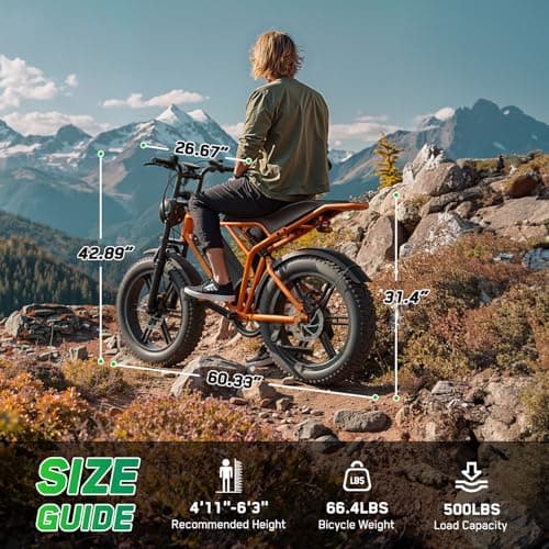 TST Electric Bike for Adults, 1500W Peak Motor 28 MPH 60 Miles Fat Tire E Bike with 48V 15Ah Removable Battery 20" Electric Dirt Bike Hydraulic Suspension, Orange, Safety Tested to UL 2849 6