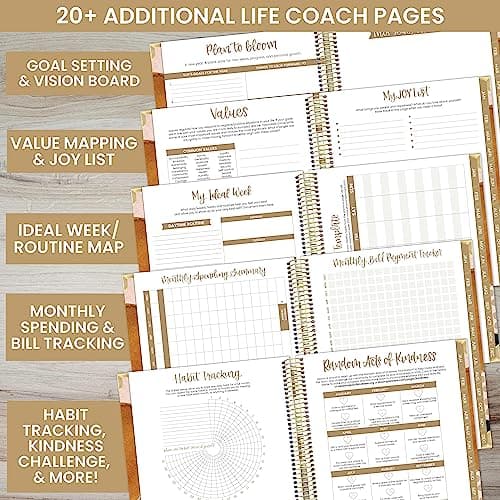 bloom daily planners 2024 Hardcover Calendar Year Goal & Vision Planner (January 2024 - December 2024) - Monthly/Weekly Column View Agenda Organizer - 7.5" x 9" - Earthy Abstract, Blue 5