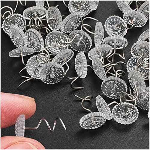 CANWUPON 50 Pcs Bed Skirt Pins, Twist Pins Upholstery Tacks, Clear Heads for Slipcovers and Bedskirts, Furniture, 0.5 Inches