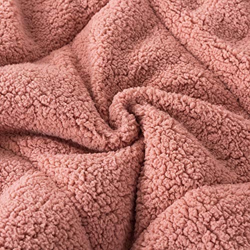 KASENTEX Super Ultra Soft Luxury Plush Sherpa Comforter, Cozy Reversible Fleece - Goose Down Alternative Fill, Machine Washable Bedding, Sunset Rose Pink, Queen Size 7