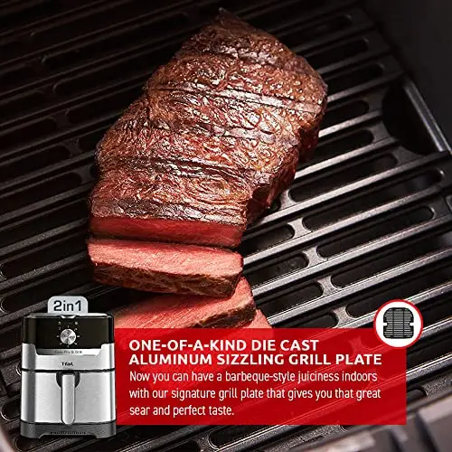 T-fal Easy Fry and Grill Air fryer, Stainless Steel, 4.4Quart/4.2L, Die Cast Grill Plate, Digital Recipe Book 5