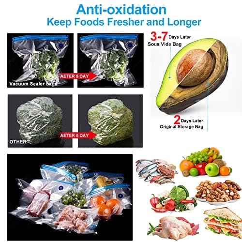 42 PCS Sous Vide Vacuum Sealer Set - 30 Reusable Bags, 5 Clips and Sealing Clips for Anova, Joule Cookers 3