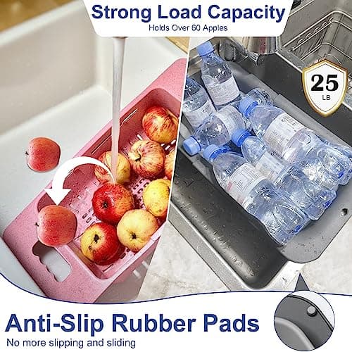 ROTTOGOON Collapsible Colander Strainer, Expandable Over the Sink Colander for Kitchen, Adjustable Silicone Sink Strainer, Foldable Large Colanders Basket to Wash Vegetable, Fruit, 15" to 19.8", Gray 5