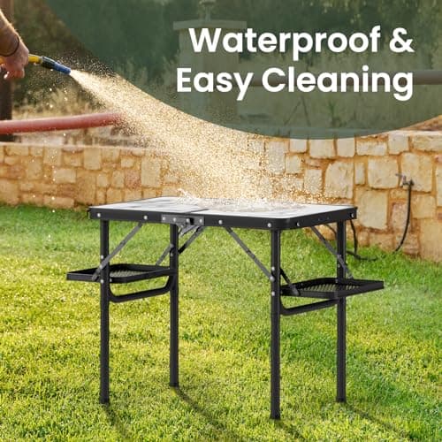 Titanker Folding Camping Table Small 2ft, Small Camp Table Portable with 50% Extra Space, Folding Picnic Table, Portable Beach Tables, Car Camping Essentials, Aluminum Light Solid 9