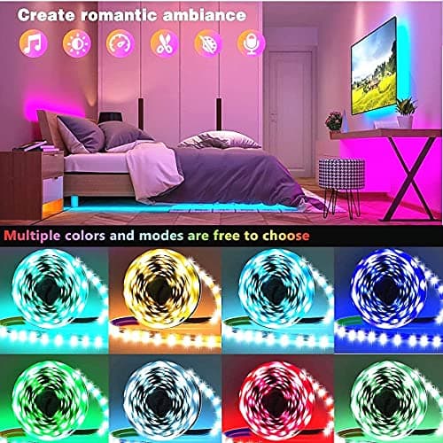 Tenmiro Led Lights for Bedroom 100ft (2 Rolls of 50ft) Music Sync Color Changing Strip Lights with Remote and App Control RGB Strip, for Room Home Party Decoration 8