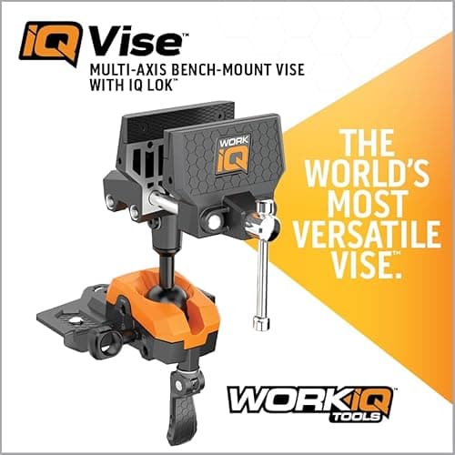 WORK IQ TOOLS 360° Rotating Bench Vise with 5" Jaw Pads - Versatile Woodworking & Pipe Vise for Home Improvement Projects - Compatible with Work Table Workbenches & IQ Connect Accessories 9