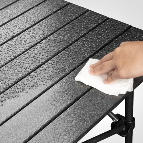 Night Cat Foldable Camping Table: Outdoor Table with Storage Basket 5