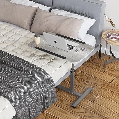 LINGMI Laptop Table Mobile Adjustable Height Portable Desk Notebook Swivel PC Computer Rolling Desk with Wheels, Laptop Stand for Couch Bedside Hospital Bed Table 8