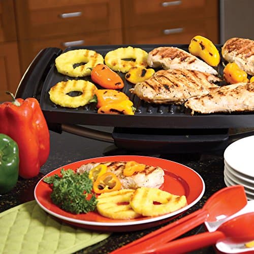 George Foreman Indoor Outdoor Electric Grill, Non-Stick Grill Griddle Plate, Healthy Grilling Drip Tray Reduces Fat, Portable Barbeque 11