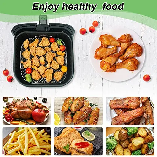 BYKITCHEN 8 Inch Square Air Fryer Rack, Stainless Steel Dehydrator Rack, Square Air Fryer Accessories for Cosori, Instant Vortex, Gourmia, Ninja Foodi Grill and More 6