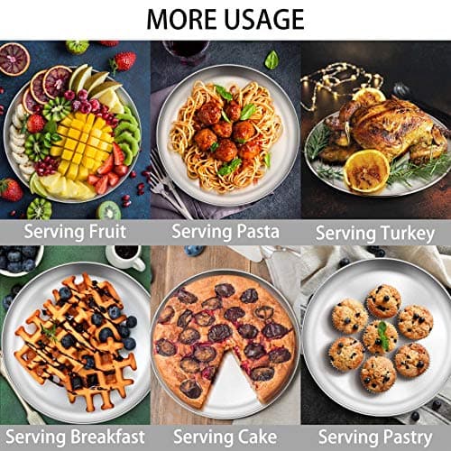 P&P CHEF Pizza Pan Bakeware for Home Kitchen, Stainless Steel Pizza Tray for Baking Pizza, Healthy & Reusable & Easy Clean, Oven & Freezer Safe, 12 Inch & Silver 7