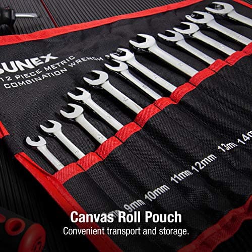 Sunex Tools 9917MA Metric V-Groove Combination Wrench Set, 8mm - 19mm, Fully Polished, 12-Piece (Includes Roll-Case) 5