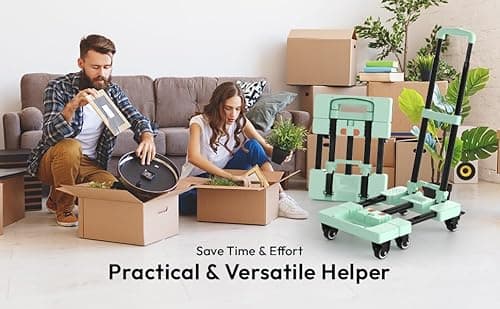 Voipvvii Folding Hand Truck 500lbs, Portable Heavy Duty Dolly Cart, 6 Wheels Collapsible Luggage Cart with 2 Elastic Ropes - Compact Trolley Cart for Easy Moving - Ideal Hand Cart for Travel and More 5