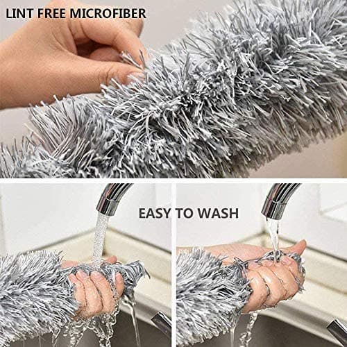 DELUX Microfiber Feather Duster Extendable Duster with 100 inches Extra Long Pole, Bendable Head & Long Handle Dusters for Cleaning Ceiling Fan, High Ceiling, Blinds, Furniture & Cars Gray 7