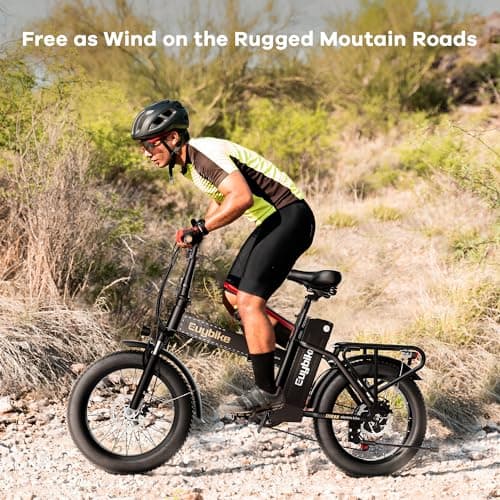 bluebiko 1000W Folding Electric Bike, 48V 20AH Large Removable Battery E Bike, 30+MPH, 80 Miles Max Range, 20" Fat Tire EBike for Adults, Adult Electric Bicycles for Commute Beach Snow,Dark Green 6