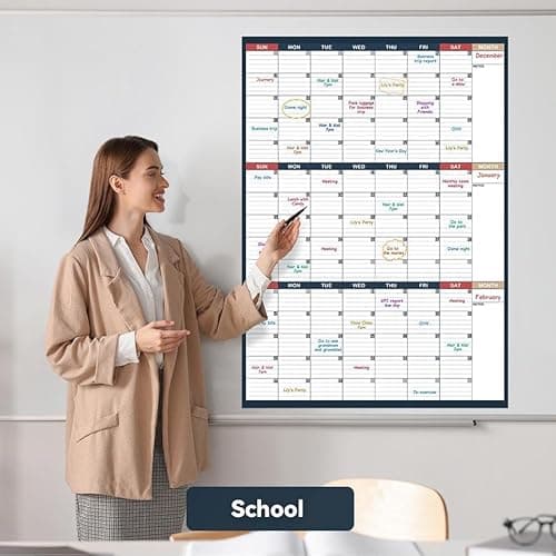 Dry Erase Calendar for Wall - Undated 3 Month Wall Calendar, 28" x 40"(Vertical), Large Wall Calendar Dry Erase for Office, Home, School 9