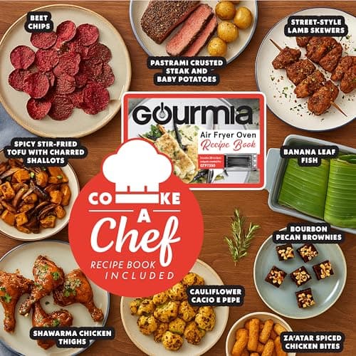Gourmia Air Fryer Toaster Combo - 6-in-1 Multi-function Countertop Oven Adjustable Temperature & Timer, Fry Basket, Baking Pan, Oven Rack & Pullout Crumb Tray, Stainless Steel 5