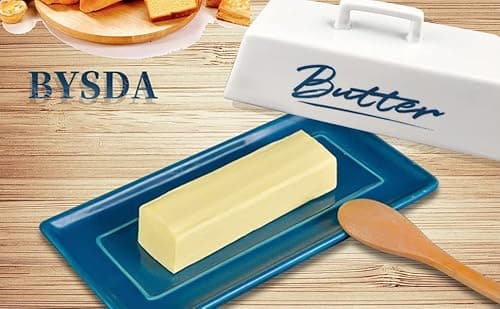 Butter dish with lid , butter dish container for countertop one stick of butter. The textured tray butter keeper for non slip storage. keep the butter fresher (DM) 5