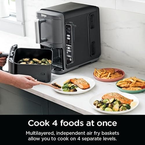 Ninja DoubleStack XL Smart Air Fryer, 2-Basket, 10 QT, 6-in-1, DoubleStack Technology Cooks 4 Foods at Once, Space Saving Design, Air Fry, Broil, Bake SL451 5