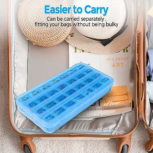 Zoksi Monthly Pill Organizer 28 Day 1 Time a Day, Large 4 Weeks Pill Box Organizer, One Month Pill Case, Travel Medicine Organizer Monthly, Portable Pill Container for Vitamins and Meds(Blue) 7