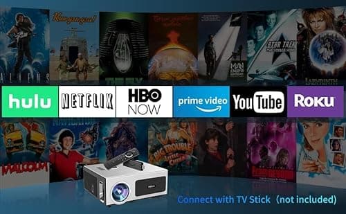 1900 ANSI Outdoor Projector 4K with WIFI and Bluetooth,Auto Focus,DoIby Audio,ARC,PPT,Outdoor Movie Home Projector 4k HDR10+30W Speaker,50%Zoom,500''Display,Compatible w/ TV Stick,iOS,Android,PC 7